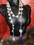 Rose quartz & lavender jade Buddha necklace boho wrap