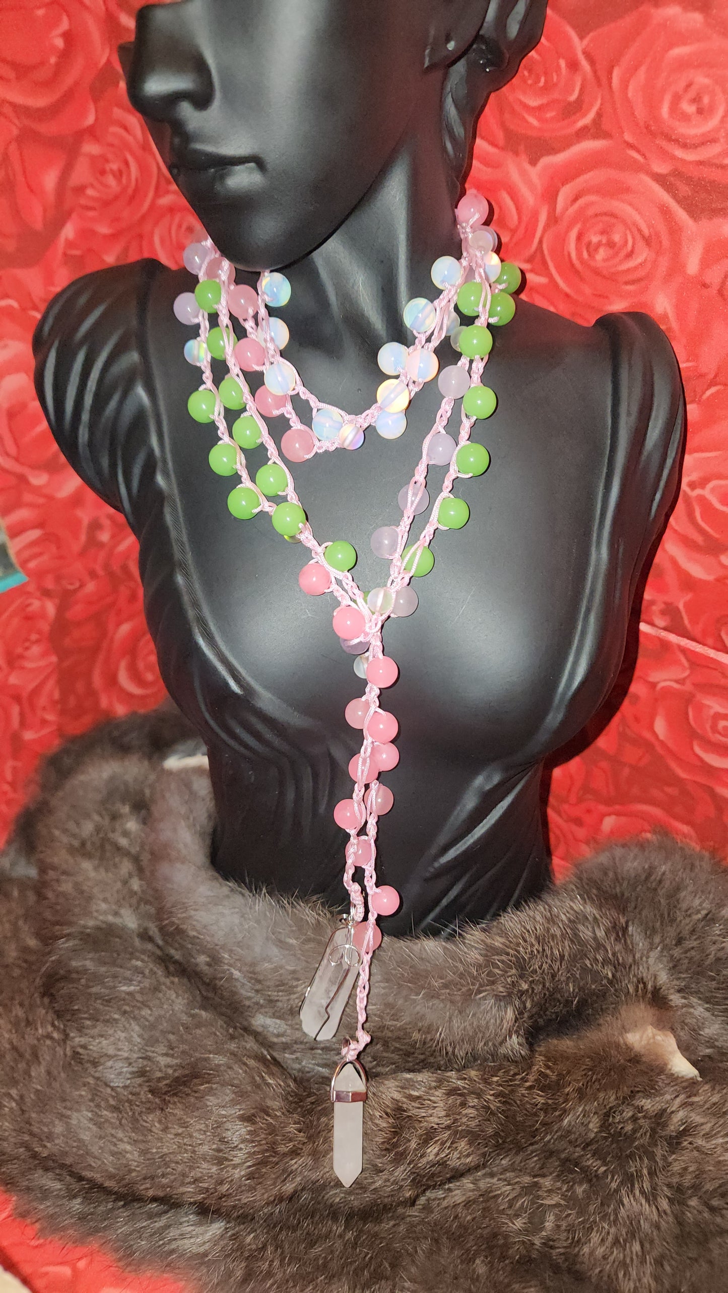 Momma's crystal mix necklace/ body boho wrap