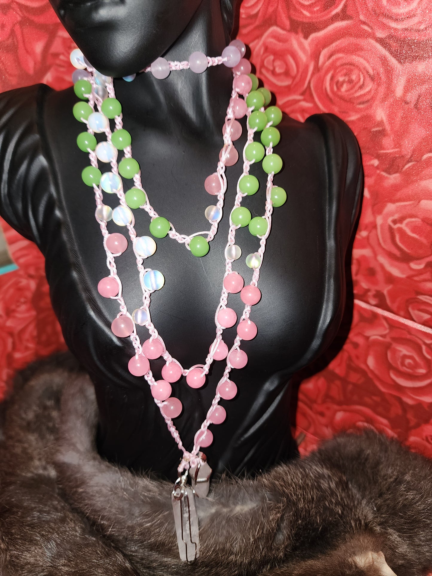 Momma's crystal mix necklace/ body boho wrap